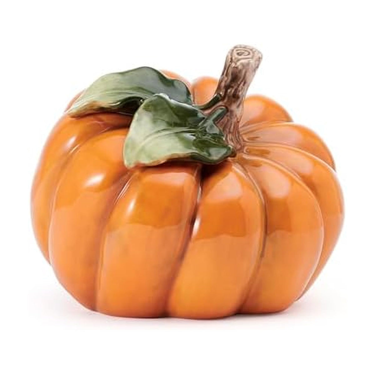Fitz and Floyd Harvest Side Pumpkin Ceramic Figurine, 5.5 Inch