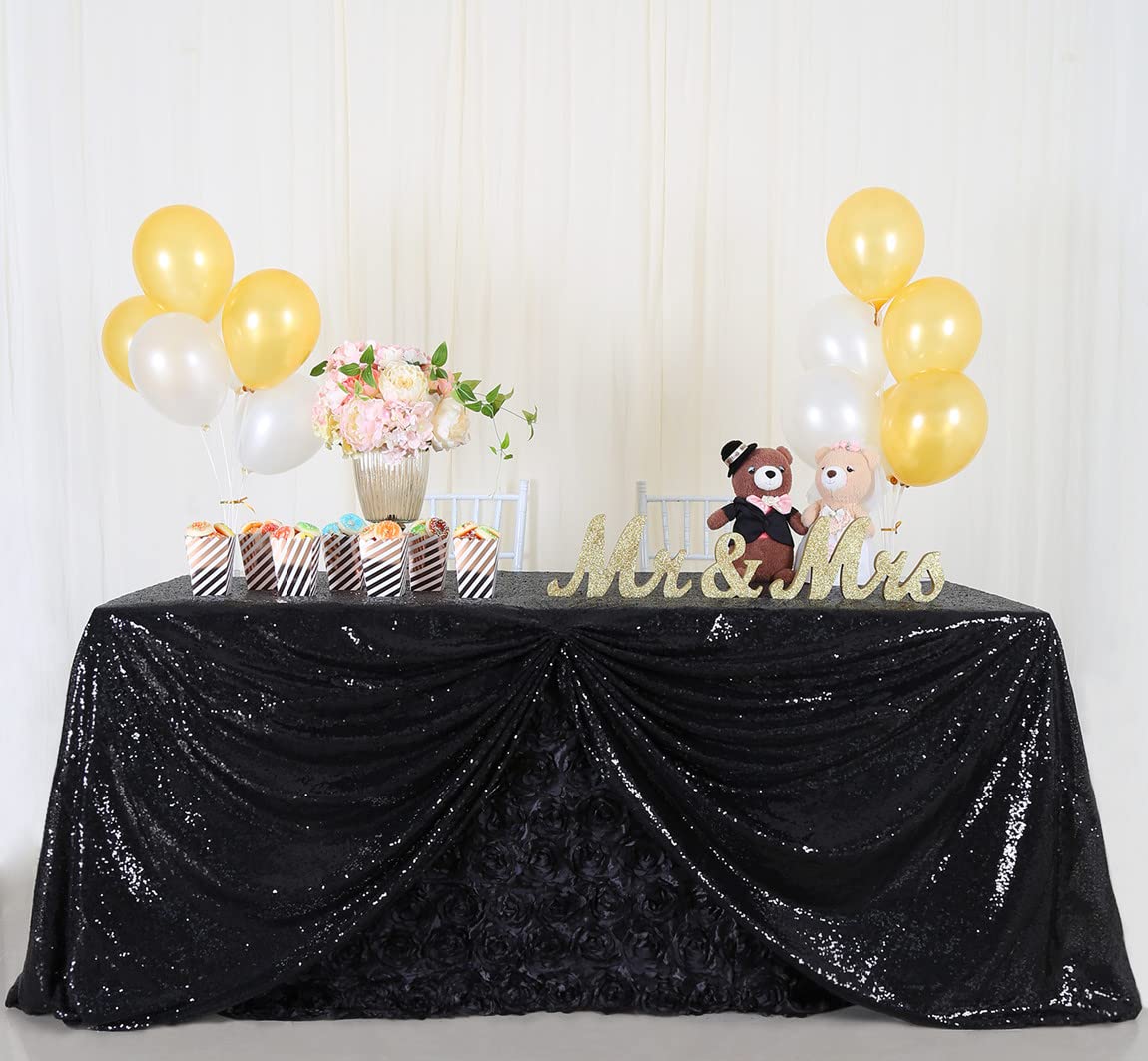 B-COOL Black Sequin Tablecloth, 50x80 Inch