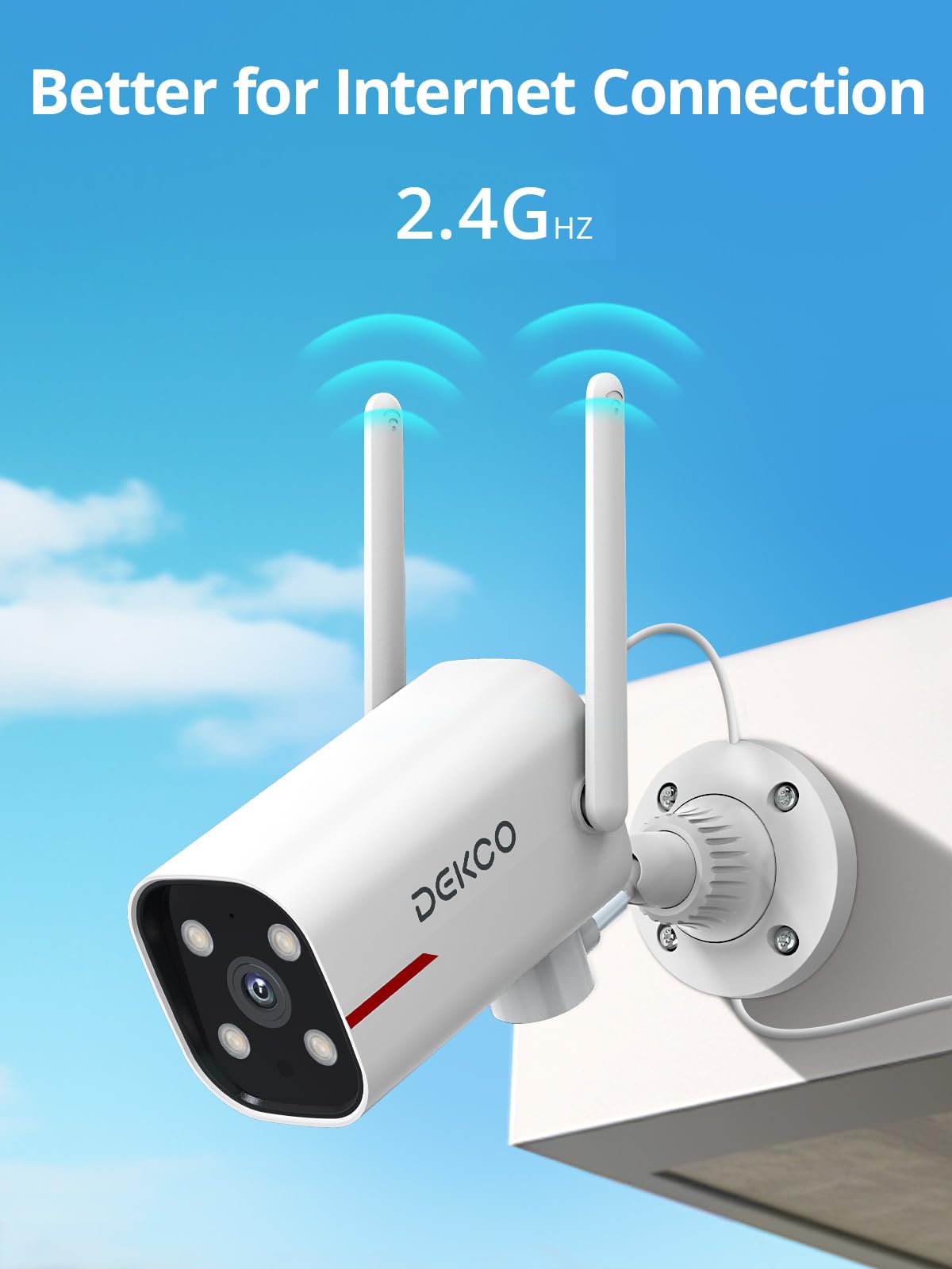 DEKCO 2K Pan Rotating Outdoor Security Camera (2 Pack)