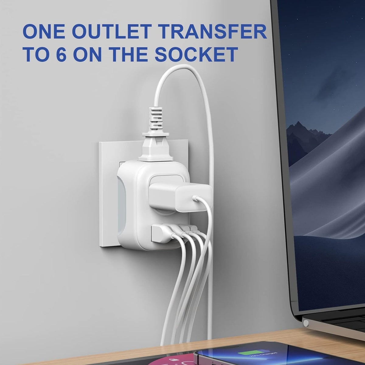 Vylee European Travel Plug Adapter, 2 Pack, 2 Outlets, 4 USB Ports
