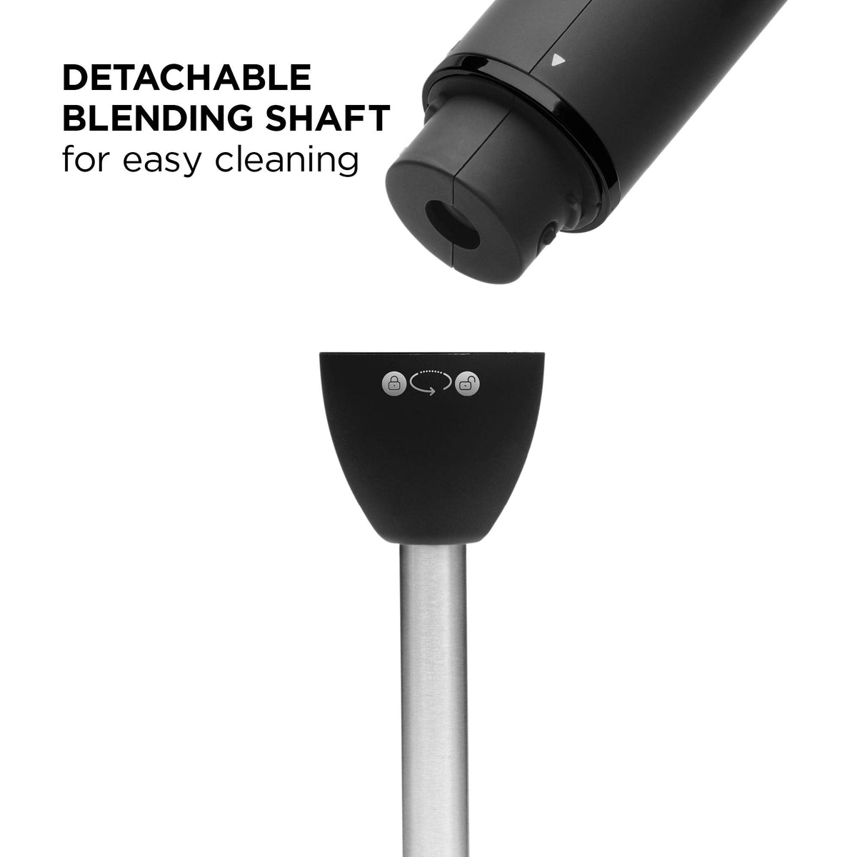 Chefman Immersion Blender, 300W, 2-Speed, Stainless Steel, Black