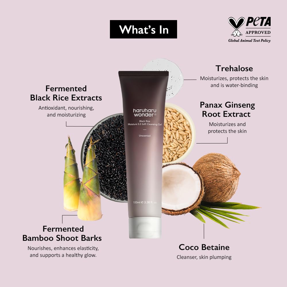 Haruharu Wonder Black Rice Moisture Soft Cleansing Gel, 100 ml