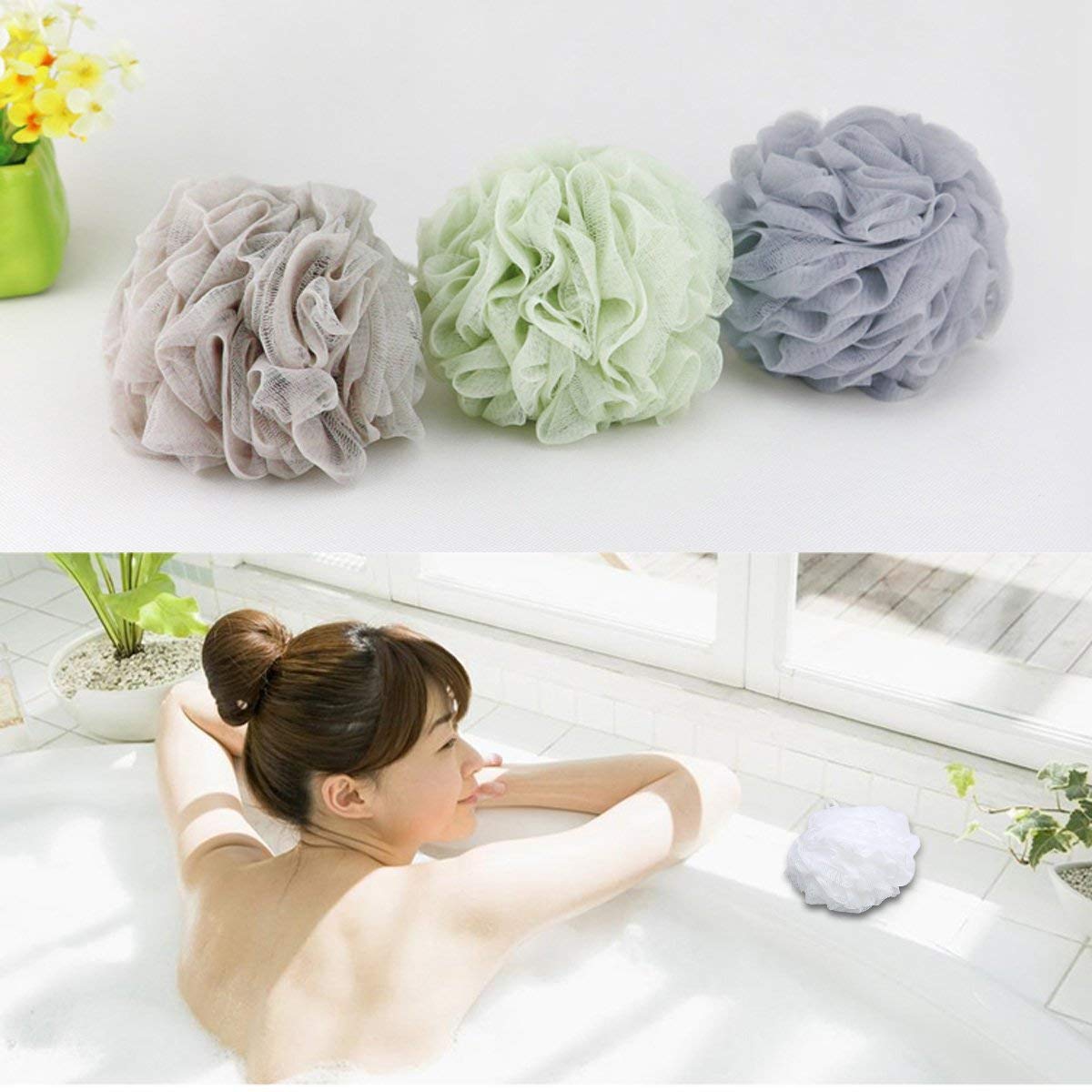 Btyms Mesh Bath Shower Puffs, 60 g, 4 Pack