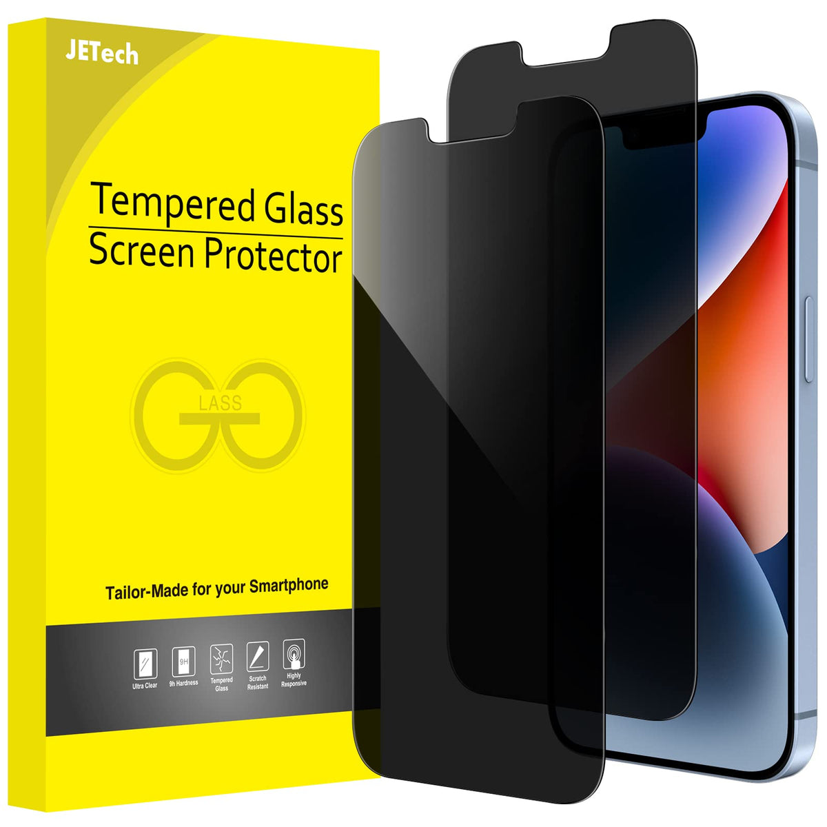 JETech Privacy Screen Protector for iPhone 17e/16e/14, 6.1 in, 2 Pack