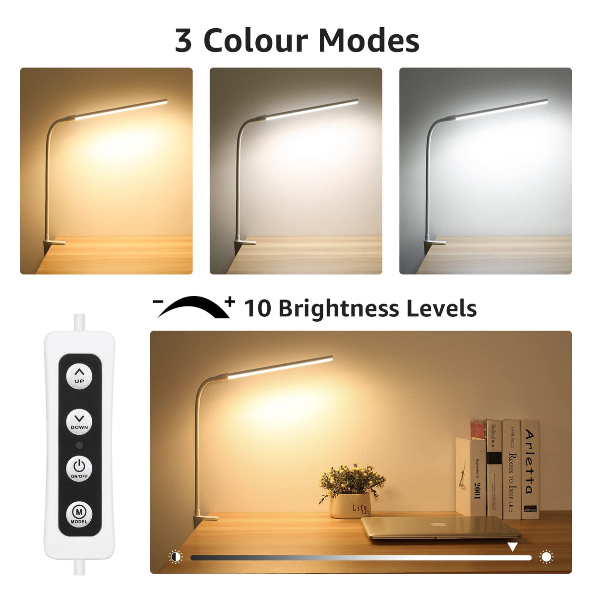 Lepro USB Clip-On LED Desk Lamp, White