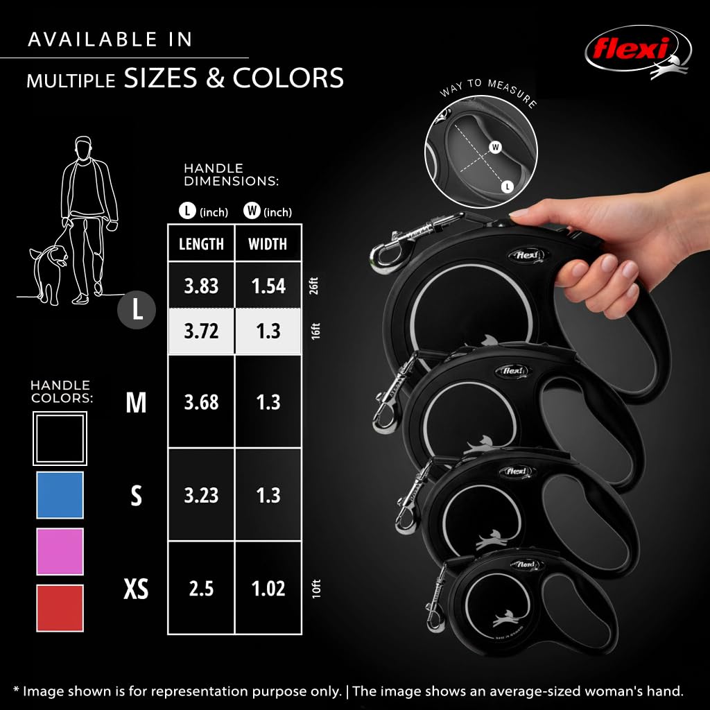 Flexi New Classic Retractable Dog Leash, 26 ft, Large, Black