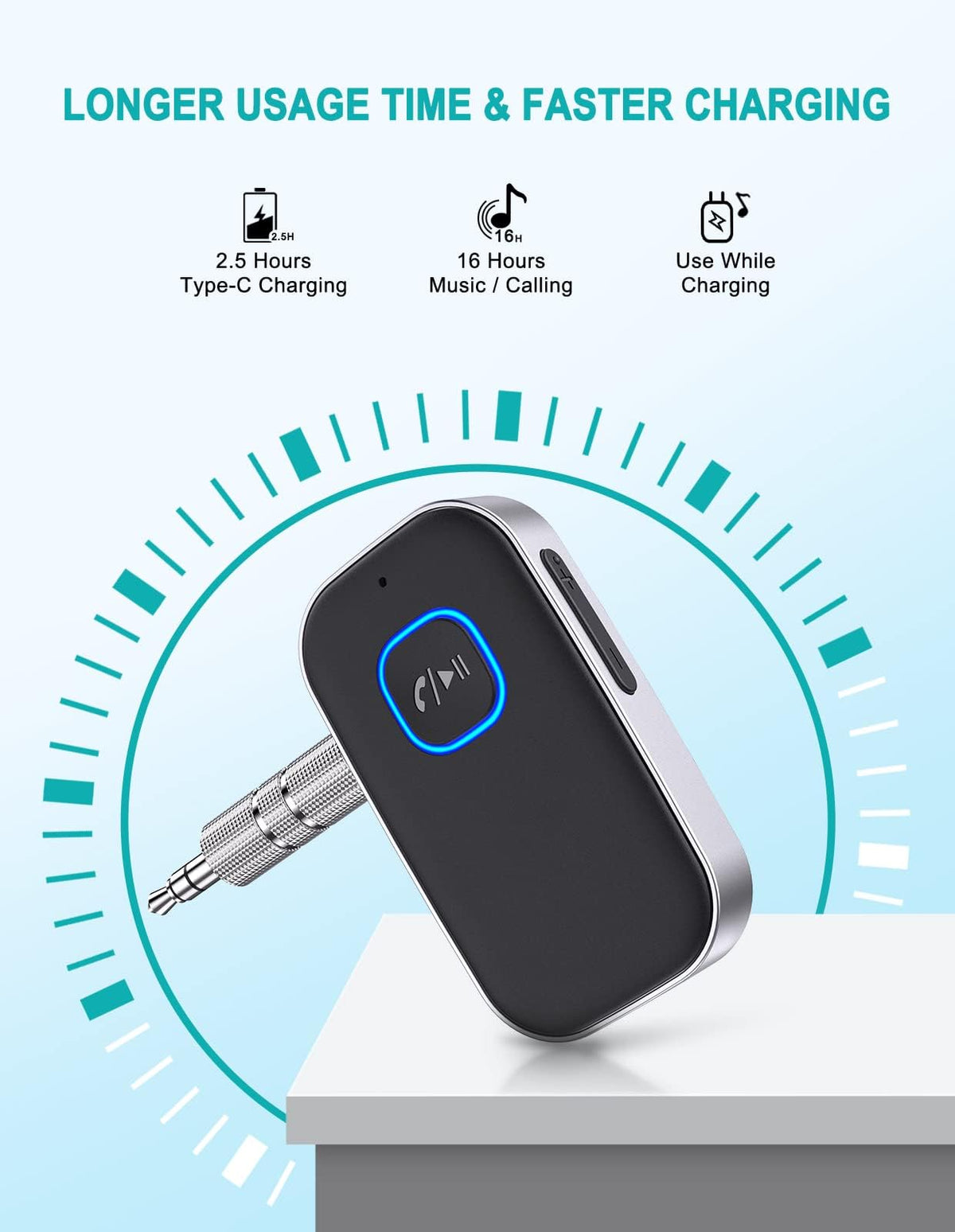 WOCBUY Bluetooth Car Adapter, 3.5mm AUX Receiver