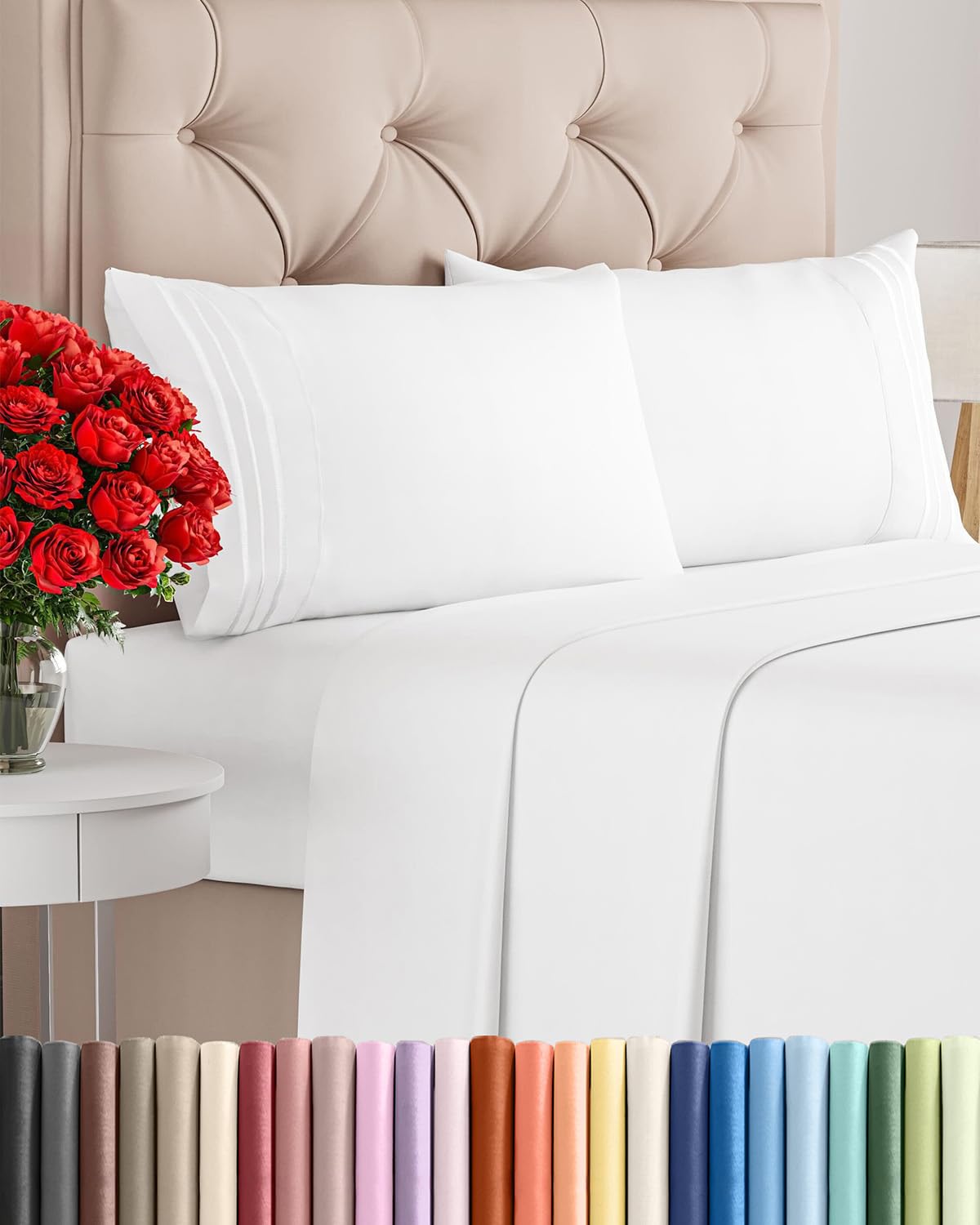 CGK Unlimited Brushed Microfibre Sheet Set, Queen, White