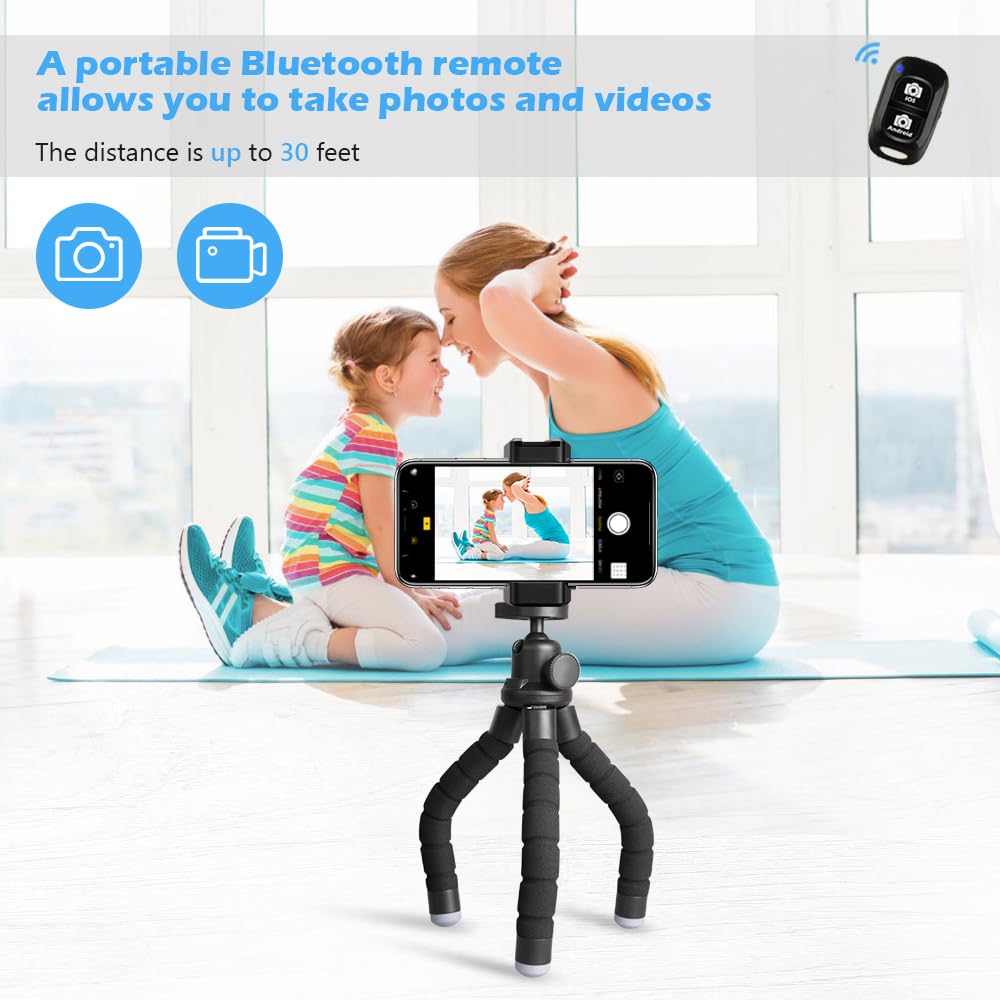 UBeesize Flexible Phone Tripod with Wireless Remote, Black