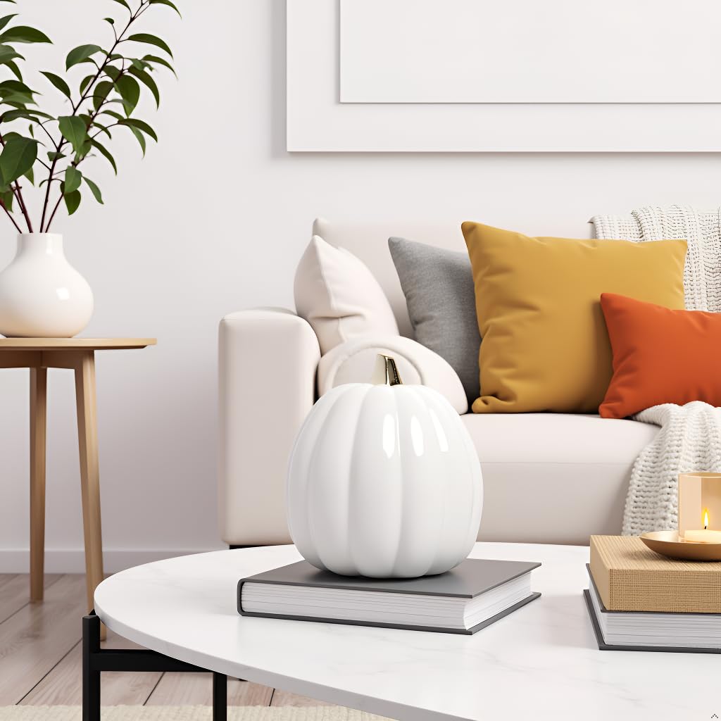 Pearhead White Ceramic Pumpkin, Small