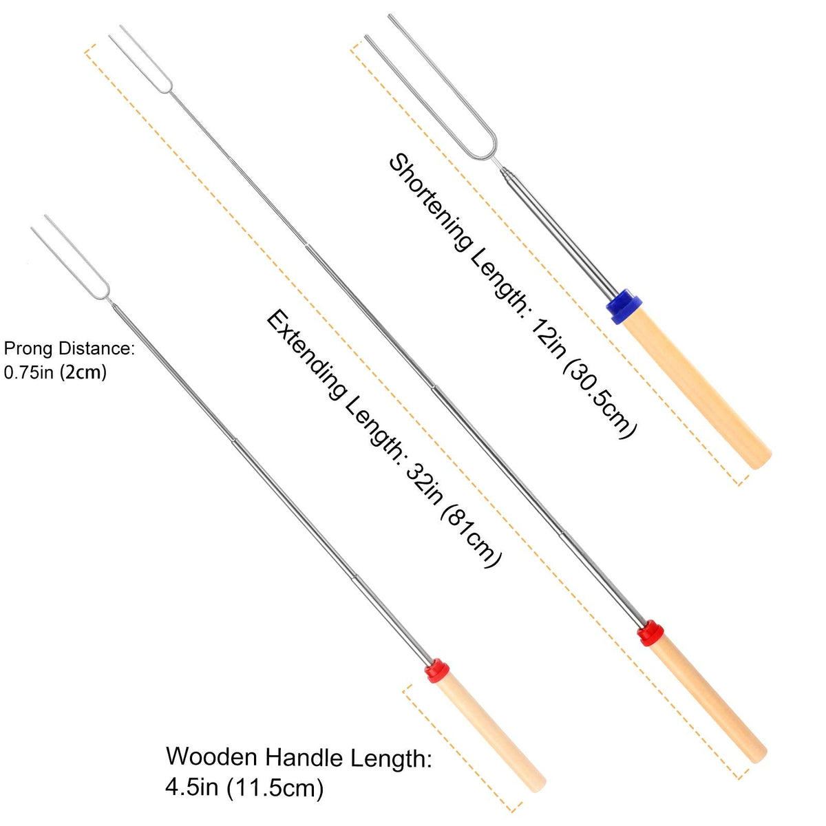 Telescoping Marshmallow Roasting Sticks, 32" (5 Pack)
