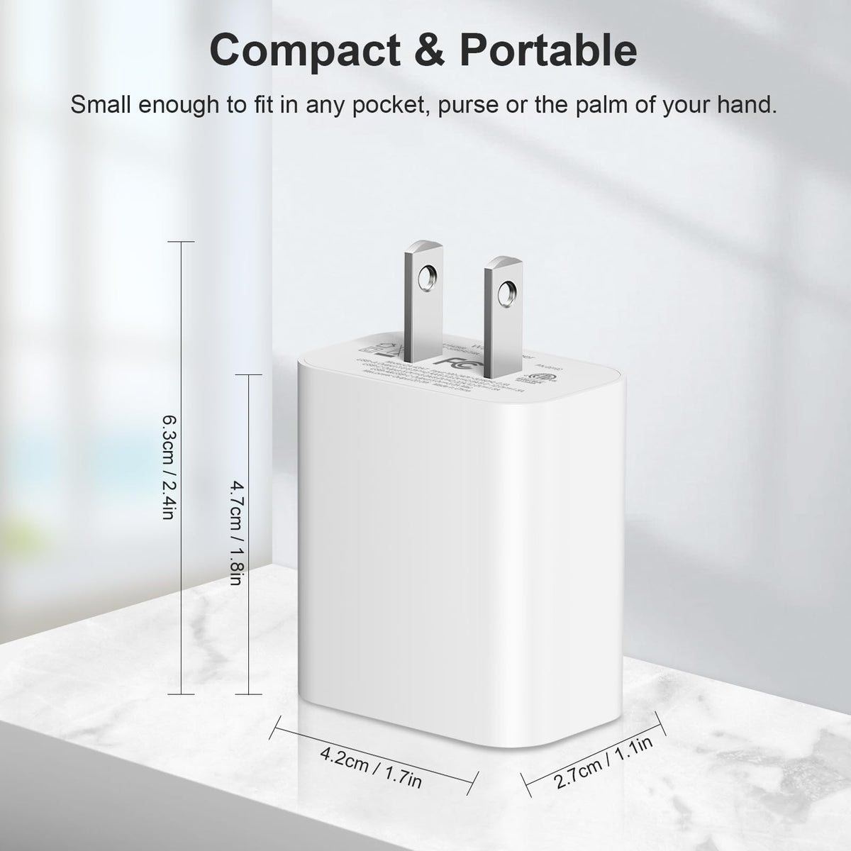 USB C Wall Charger, 20W Dual Port PD, 3 Pack