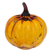 Boston International Hand-Blown Glass Pumpkin, Large, Amber Orange