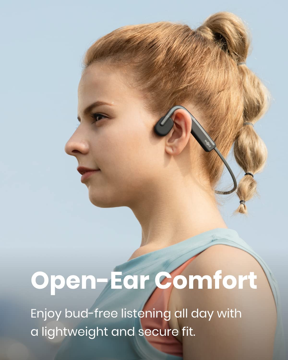 Shokz OpenMove Open-Ear Bone Conduction Headphones, Grey