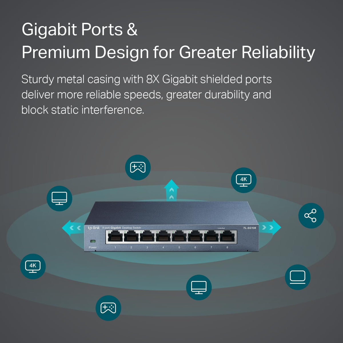 TP-Link TL-SG108 8-Port Gigabit Unmanaged Ethernet Switch