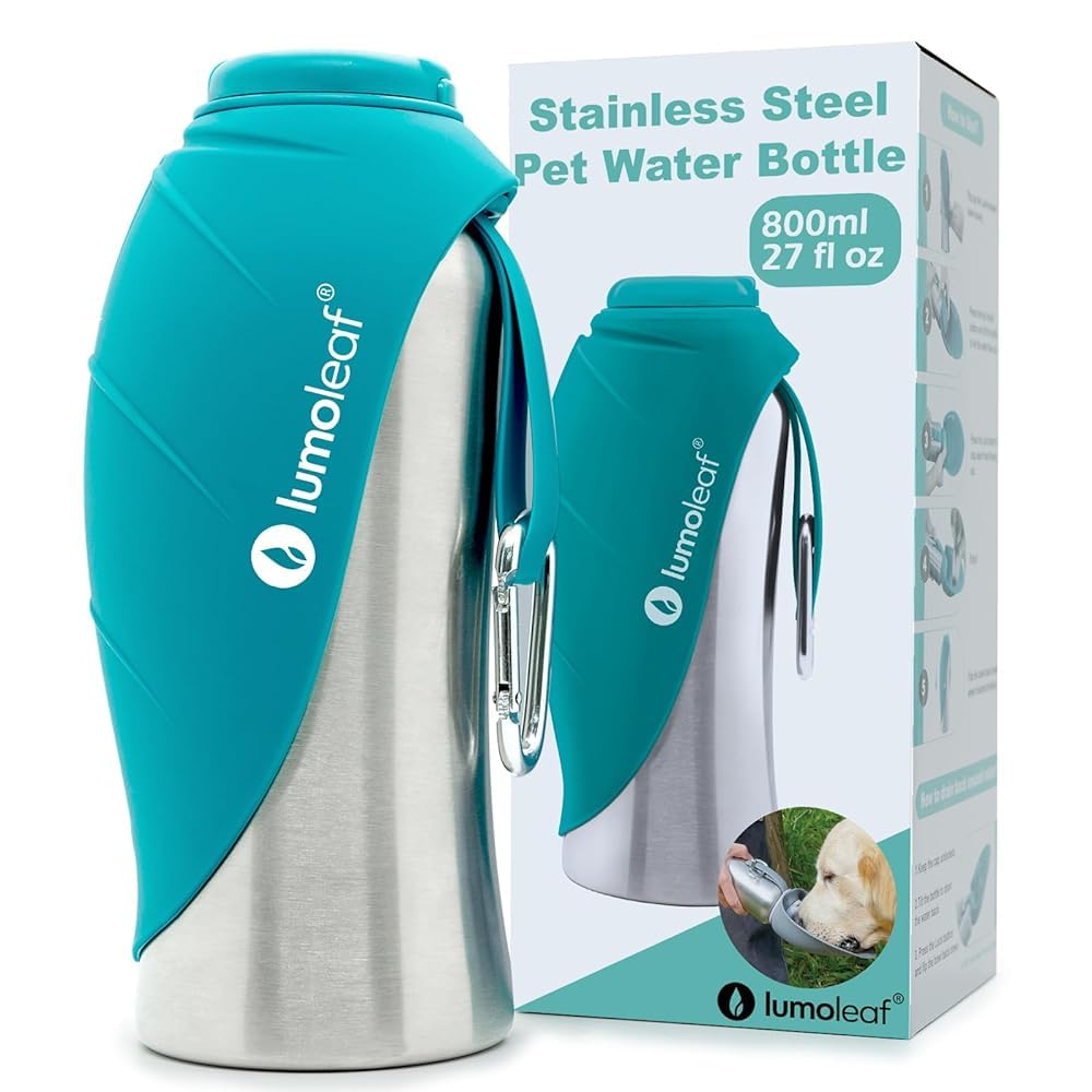 LumoLeaf Stainless Steel Portable Dog Water Bottle, 800 ml, Blue