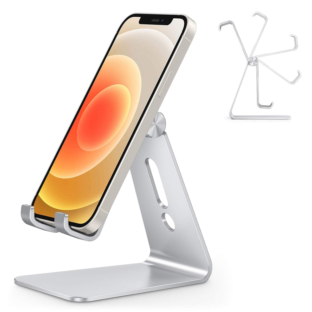 OMOTON C2 Adjustable Aluminum Desktop Phone Stand, Silver
