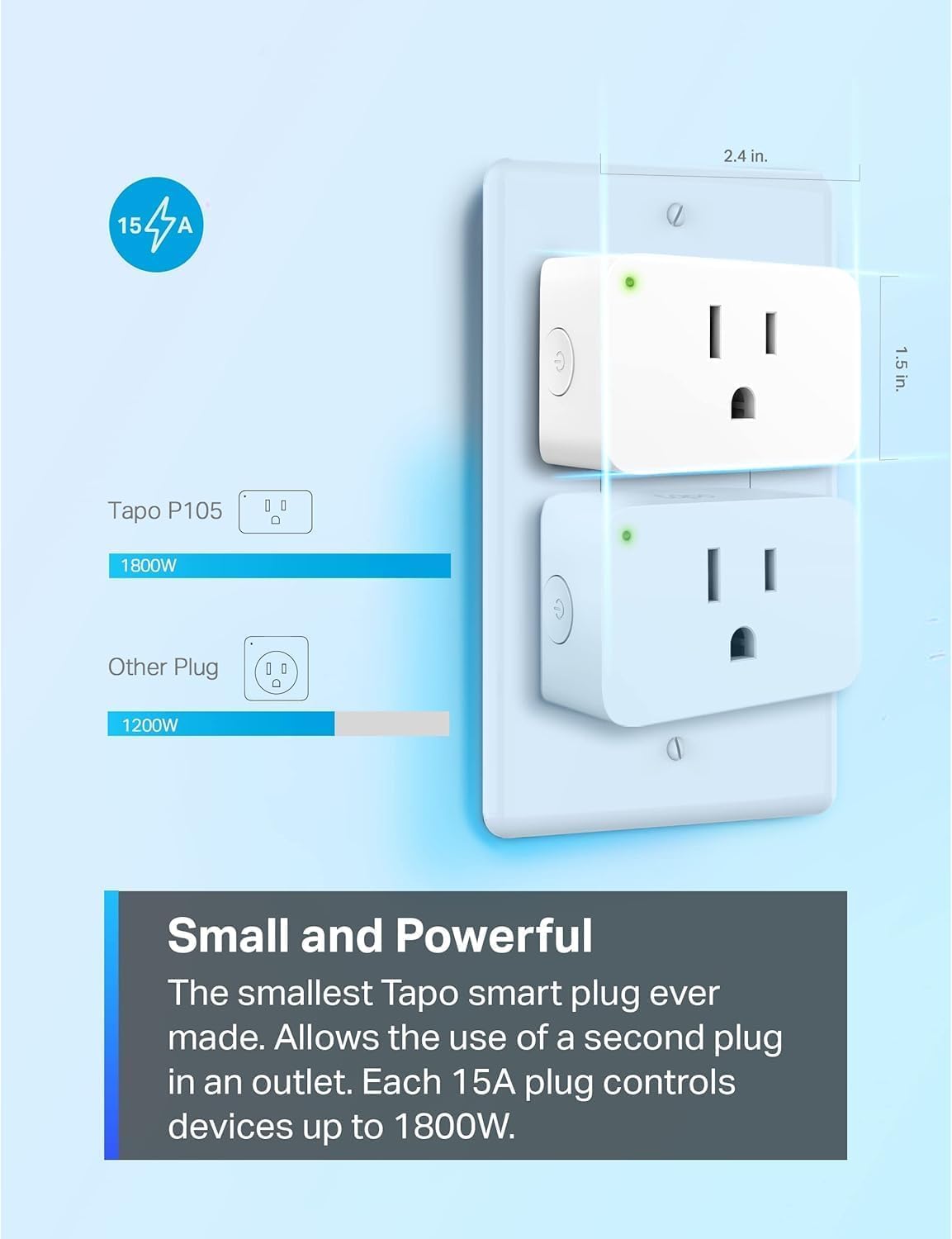 TP-Link Tapo P105 Smart Plug Mini, 15A, White, 4 Pack