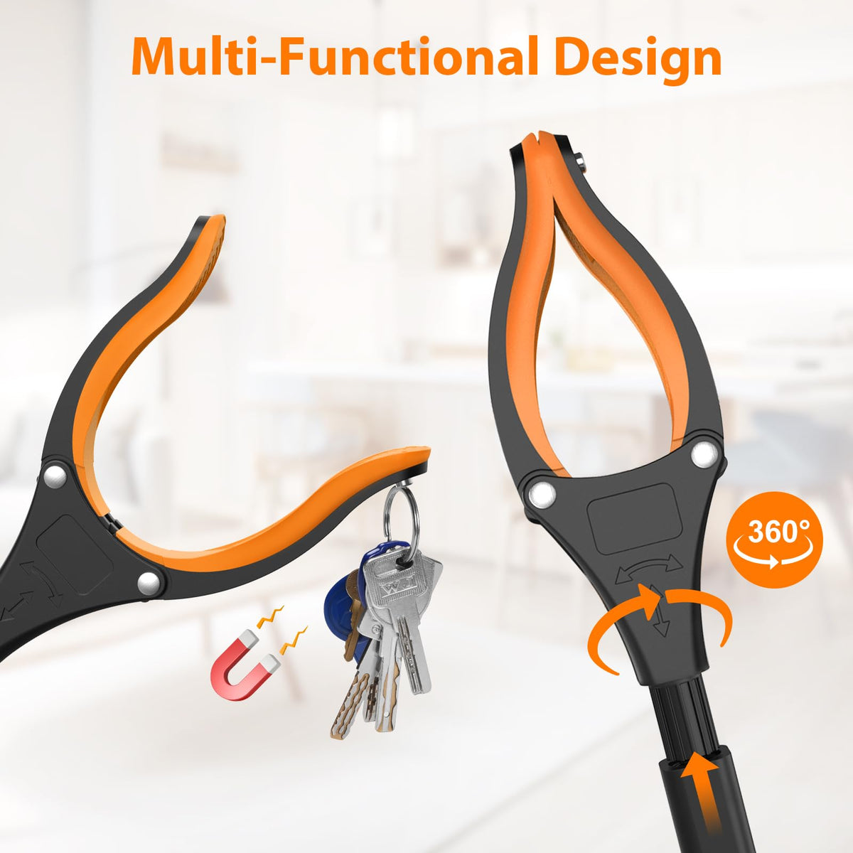 Rewkcy Foldable Grabber Reacher Tool, 32 Inch, 2 Pack