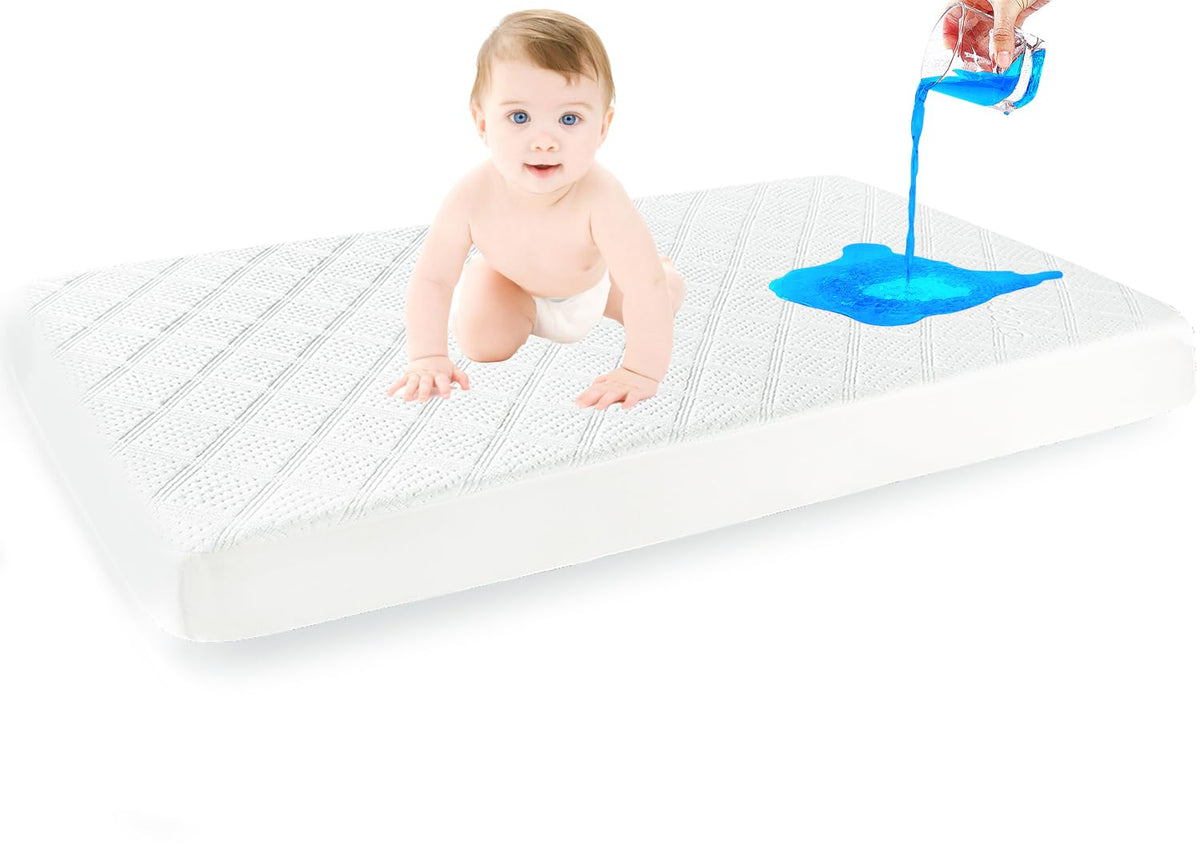 Waterproof Crib Mattress Protector, 28" x 52", White