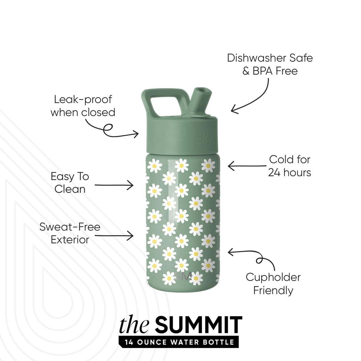 Simple Modern Kids Water Bottle and Toddler Cup, 14oz, Floral