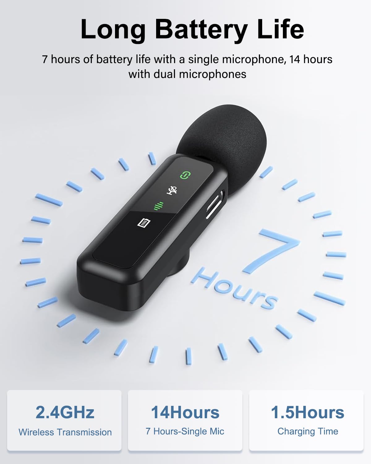 AUJQMYCA Wireless Lavalier Microphones for iPhone and USB-C, 2 Pack