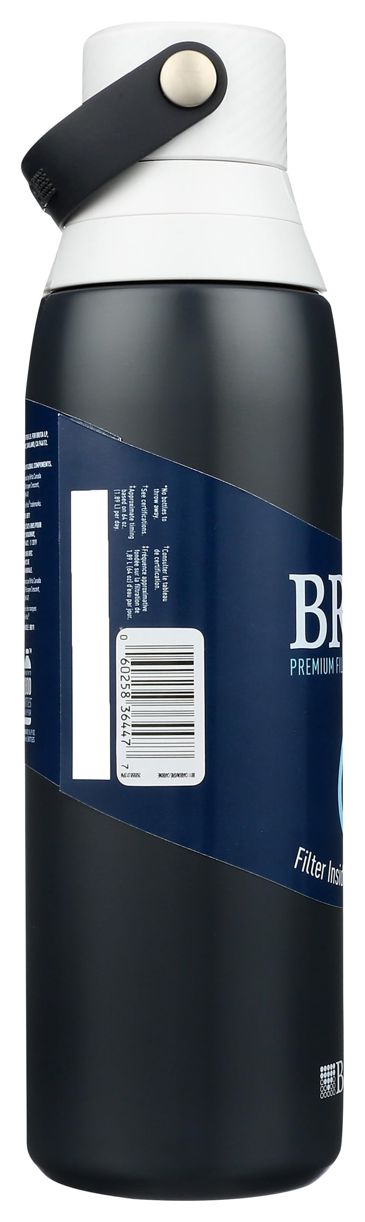 Brita Insulated Stainless Steel Filtering Water Bottle, 20 oz, Carbon