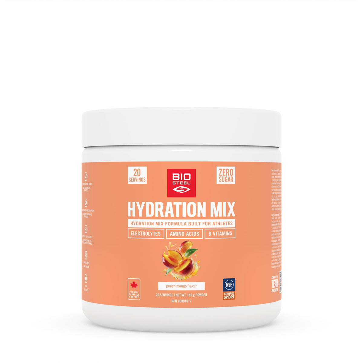 BioSteel Hydration Mix, Peach Mango, 20 Servings