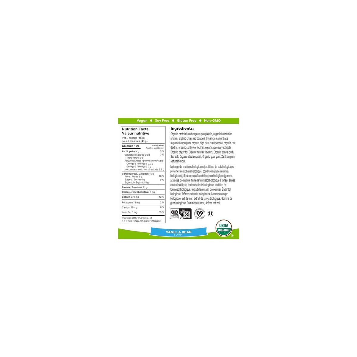 Orgain Organic Plant Based Protein Powder, Vanilla Bean, 920 g