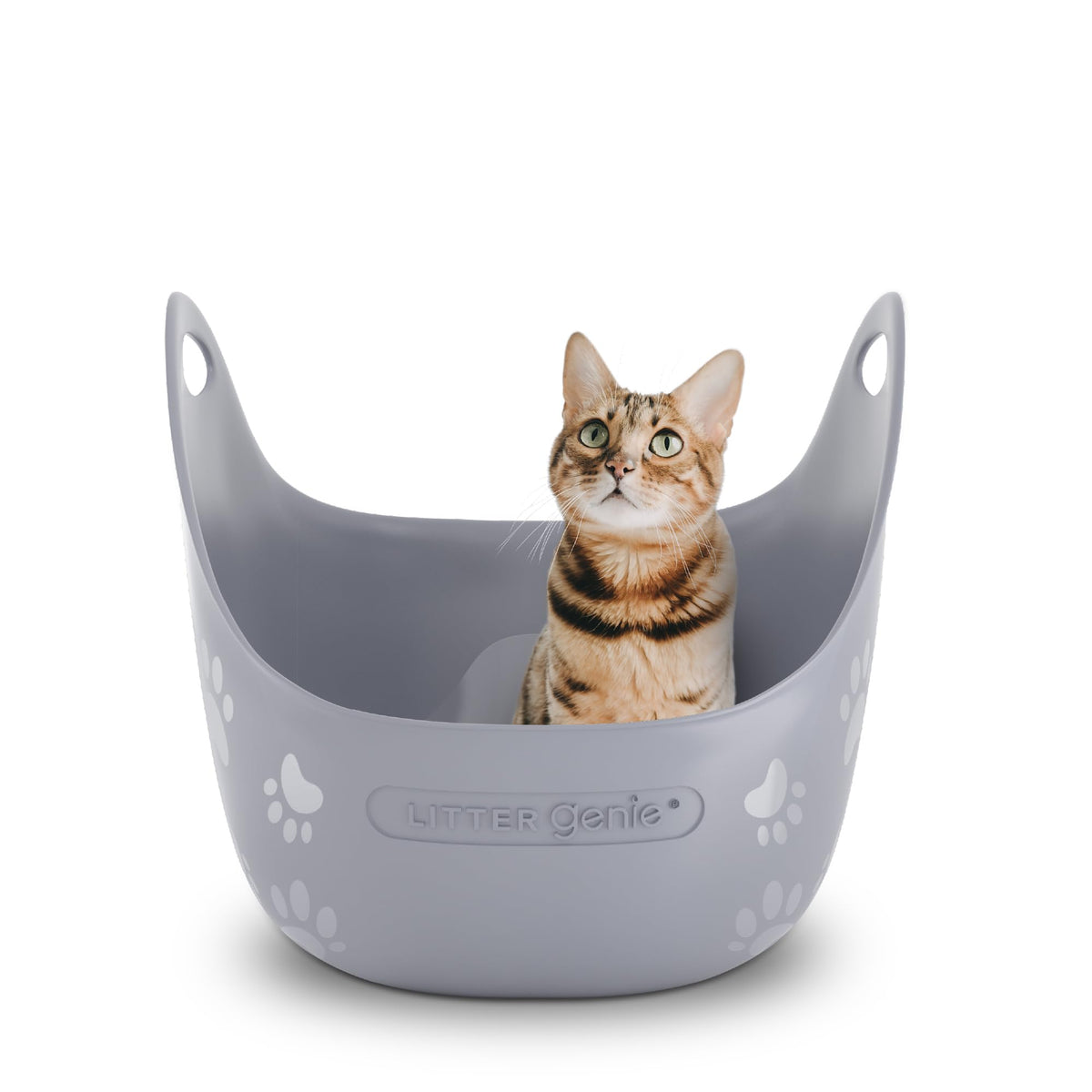 Litter Genie Flexible Plastic Cat Litter Box with Handles, High Walls