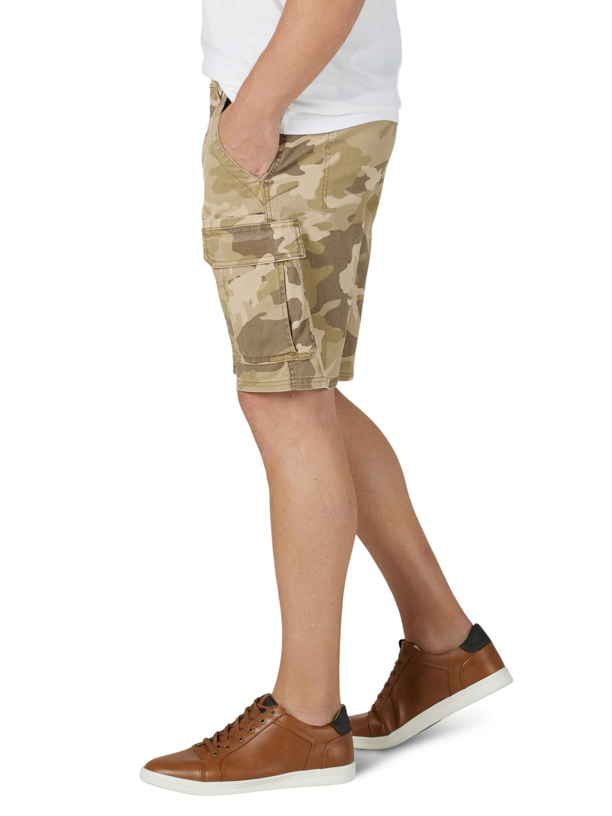Wrangler Authentics Men's Cargo Stretch Short, Jungle Elmwood Camo, 34