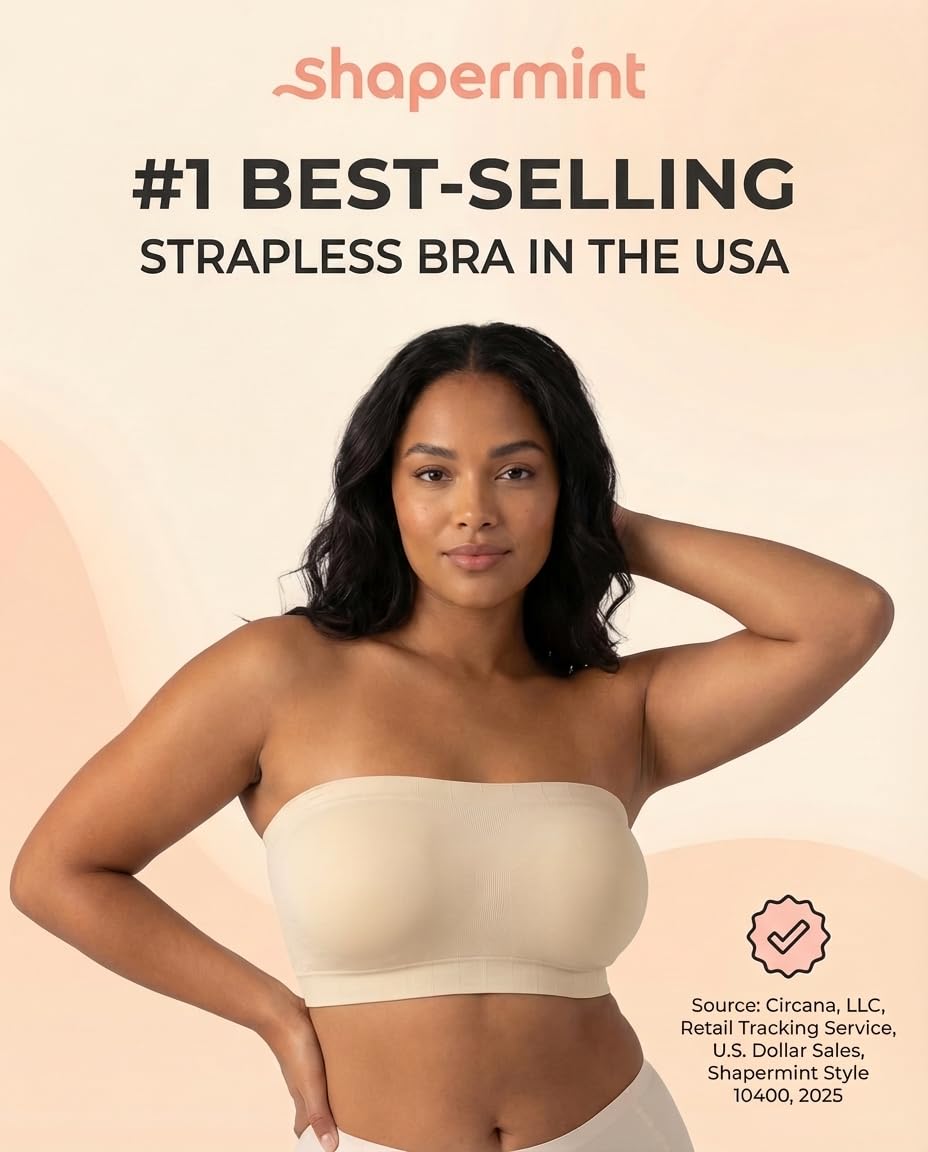 Shapermint Convertible Strapless Bandeau Bra, Beige