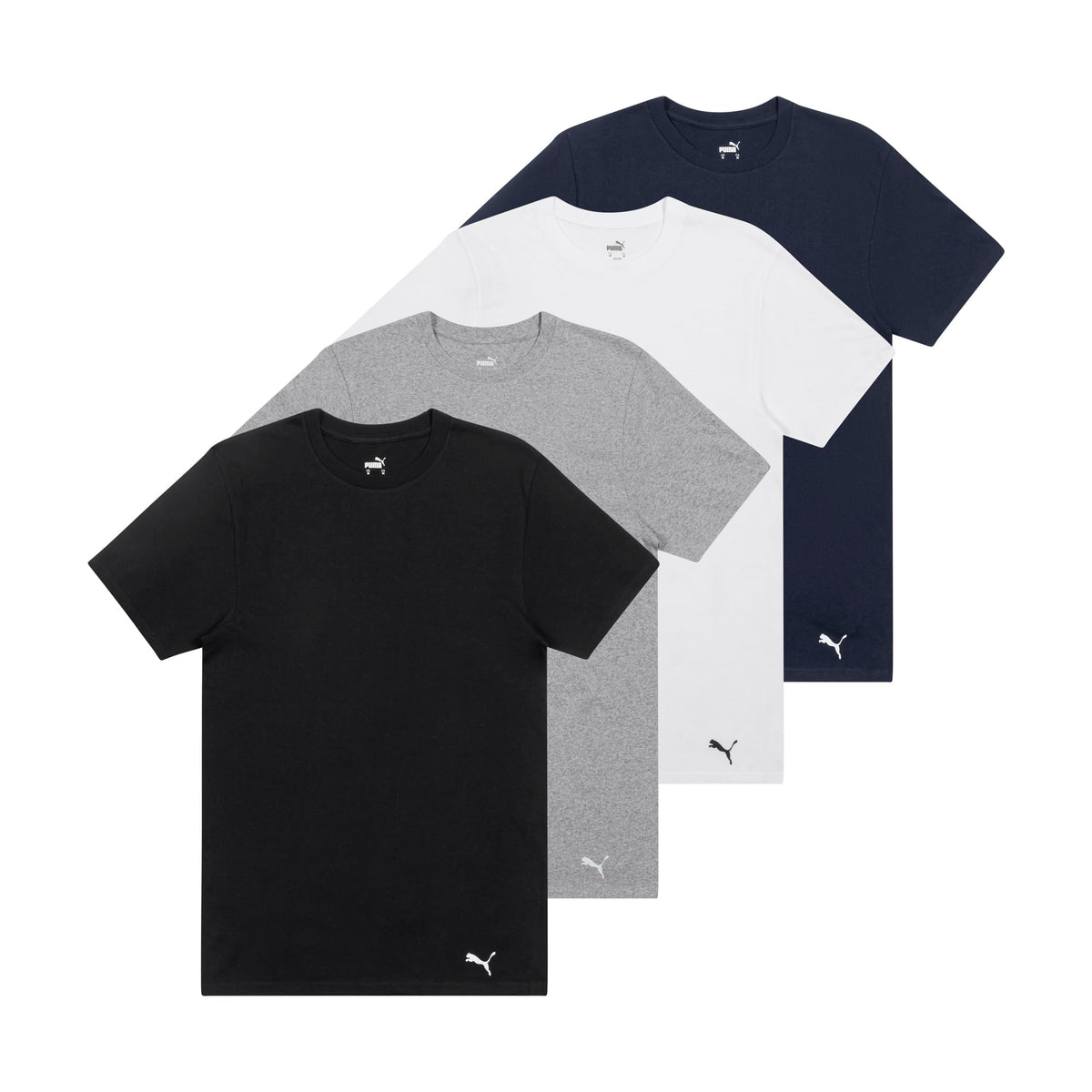PUMA Men's Cotton Crewneck T-Shirt, Large, 4 Pack