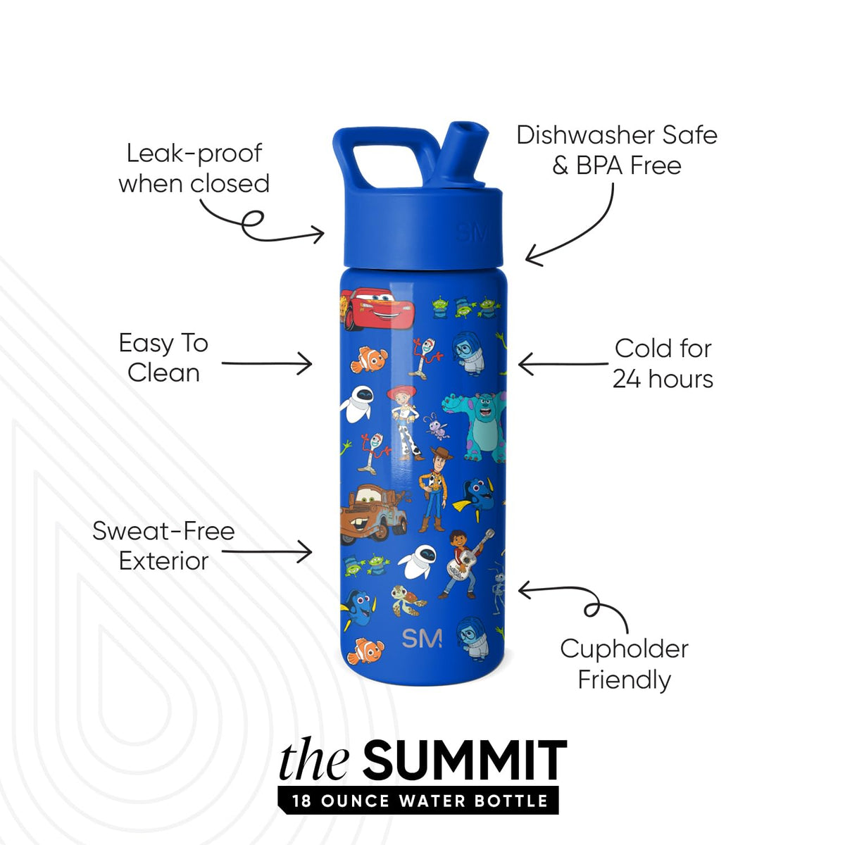 Simple Modern Disney Pixar Kids Water Bottle and Toddler Cup, 18oz
