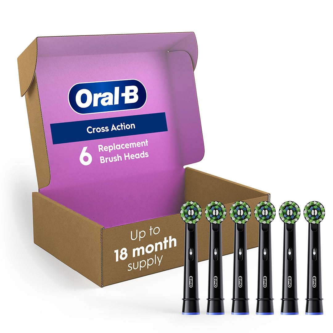 Oral-B CrossAction Replacement Brush Heads, Black, 6 Count