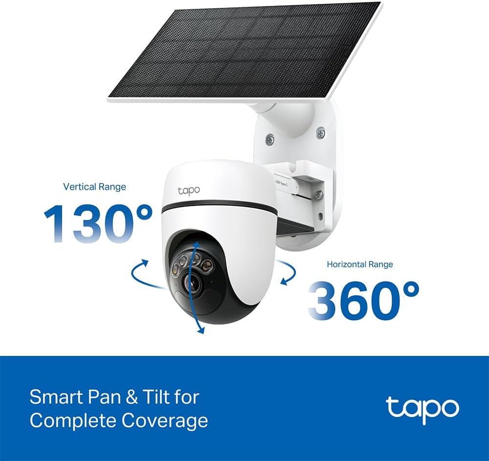 TP-Link Tapo Solar Pan/Tilt Outdoor Security Camera Kit, 2K