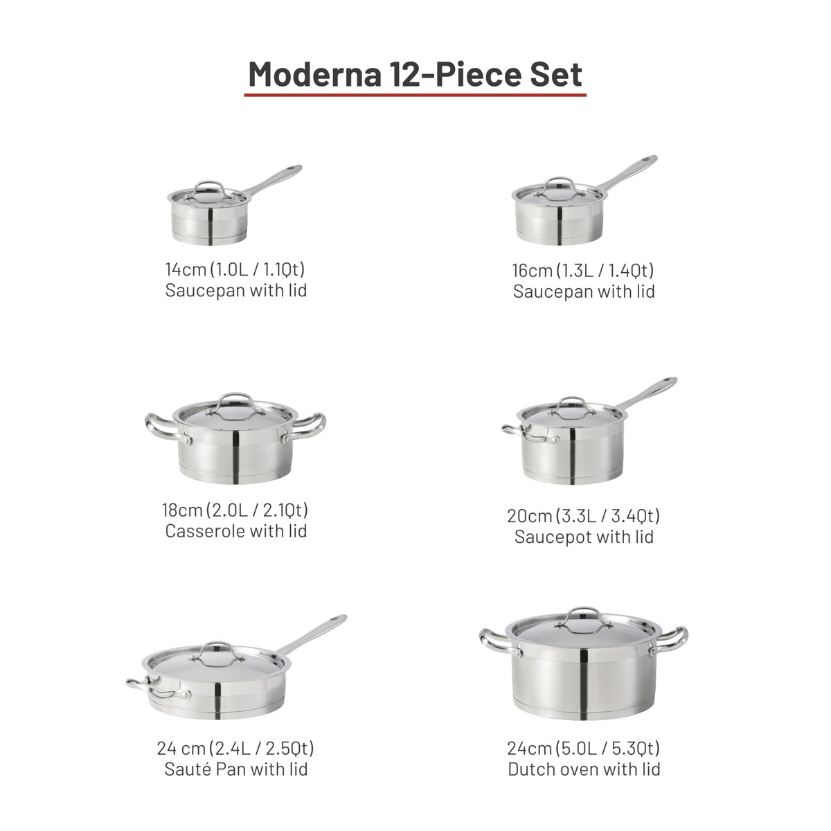 Lagostina Moderna 12-Piece Stainless Steel Cookware Set