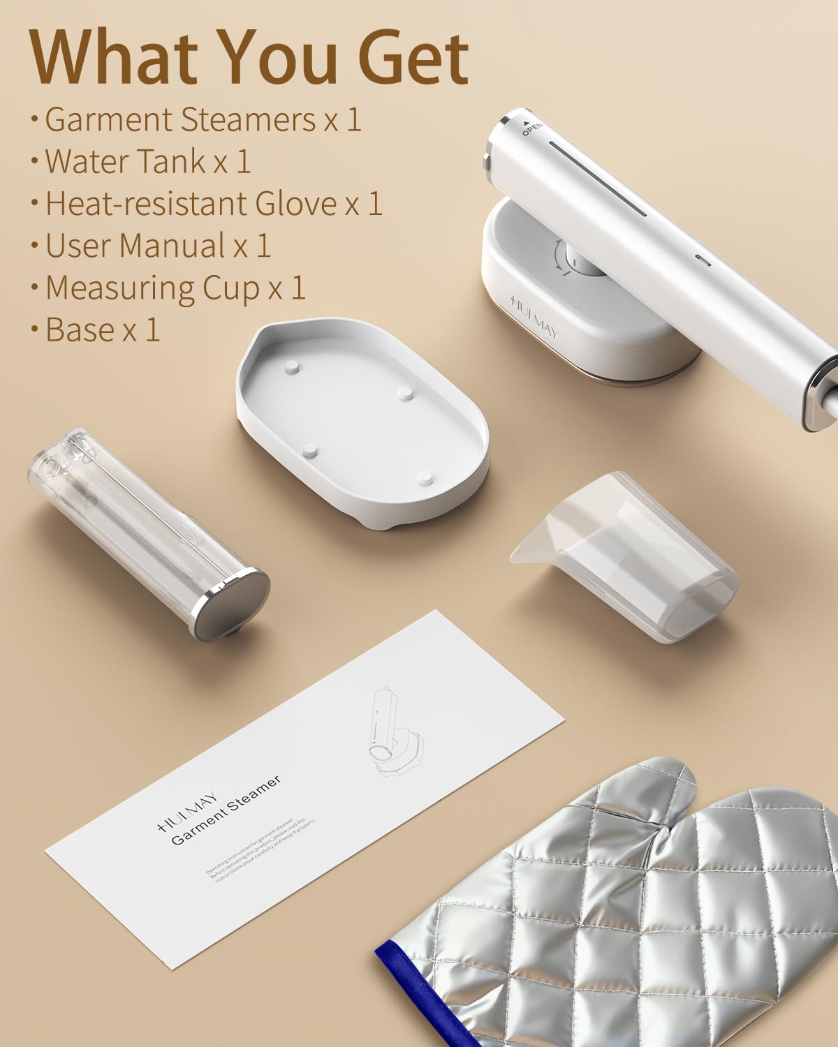 Hulmay 1200W Clothes Steamer, Portable Handheld, White, 110-120V