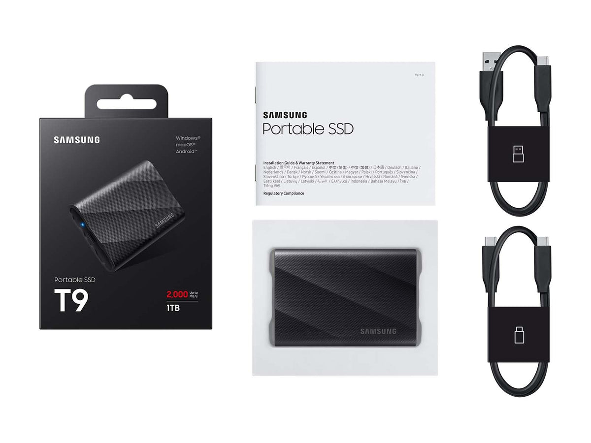 Samsung T9 1TB Portable SSD, USB 3.2 Gen 2x2, Black (MU-PG1T0B/AM)