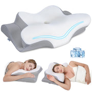 Missleep Contour Memory Foam Cervical Pillow, 2 Heights, White