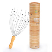 Freatech 24 Fingers Head Massager Scalp Scratcher, Wooden Handle