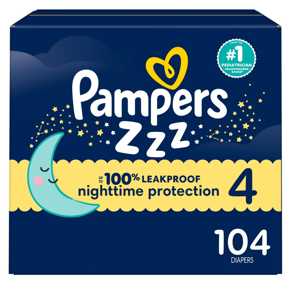 Pampers ZZZ Overnight Diapers, Size 4, 104 Count