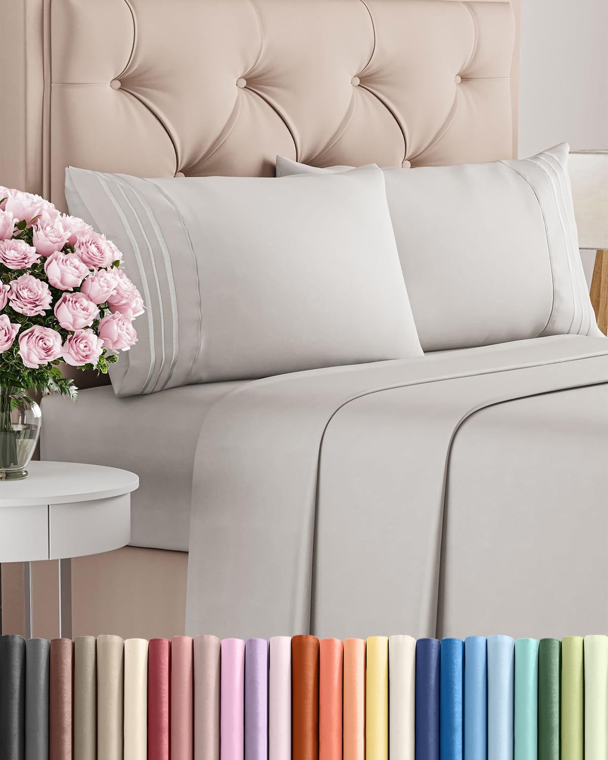 CGK Unlimited Brushed Microfibre Sheet Set, Queen, French Grey