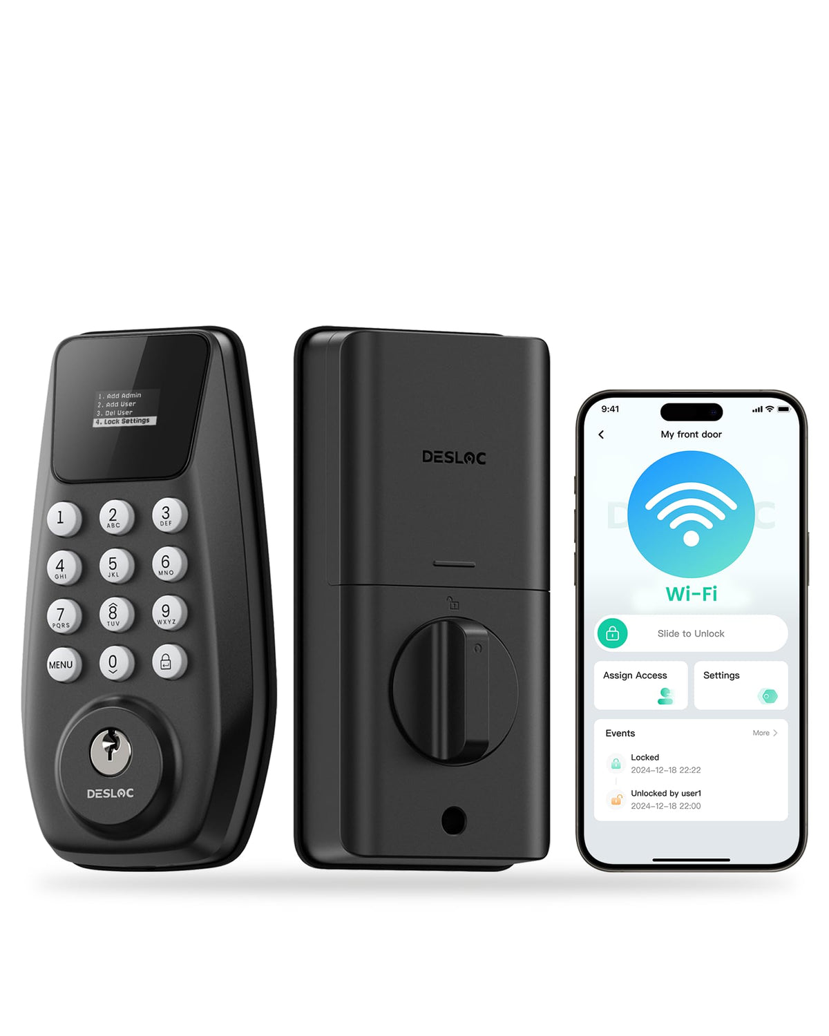 DESLOC C100 Plus Smart Keyless Entry Door Lock with Built-in WiFi