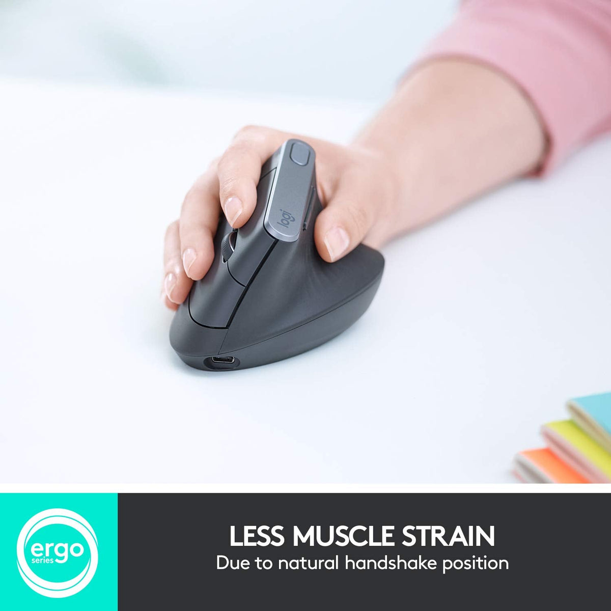 Logitech MX Vertical Wireless Ergonomic Mouse, Graphite