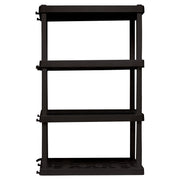 Koolatron Oscar Heavy Duty Plastic Storage Shelves, 4-Tier, Black