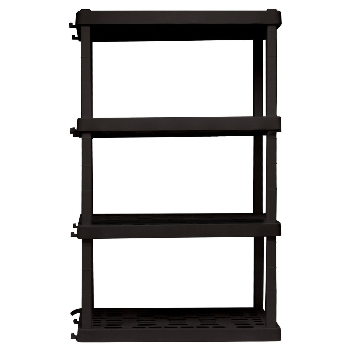 Koolatron Oscar Heavy Duty Plastic Storage Shelves, 4-Tier, Black