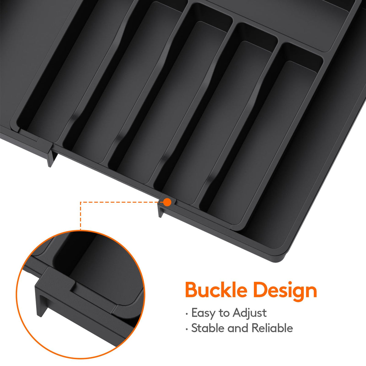 Lifewit Expandable Cutlery Drawer Organizer, Black