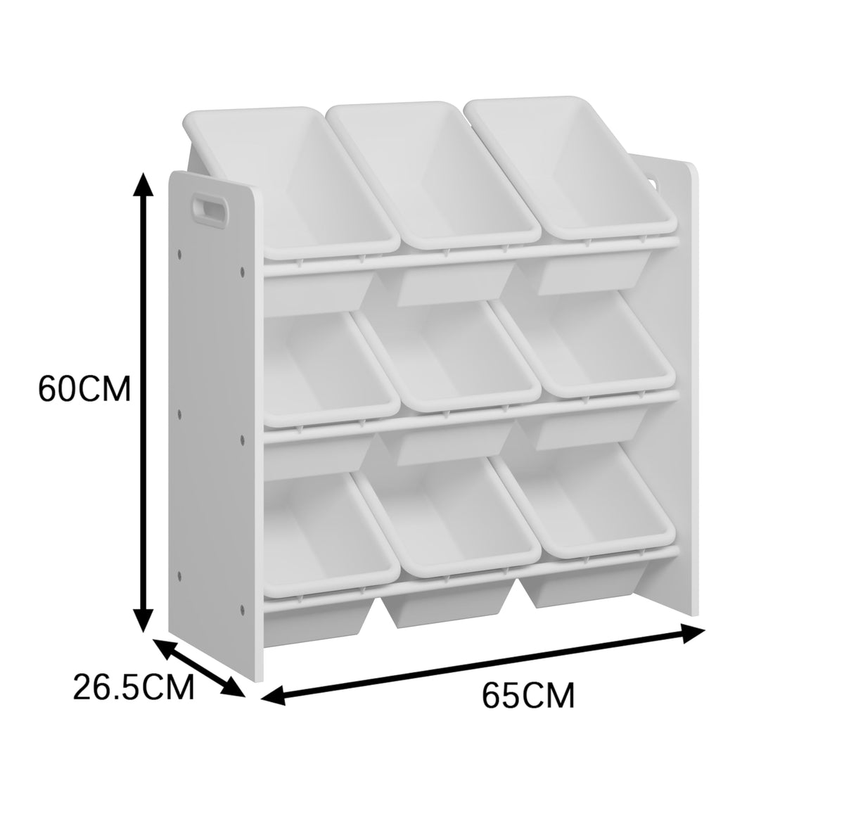 Lennox Furniture Toys Storage Organizer, 9 Plastic Bins, White