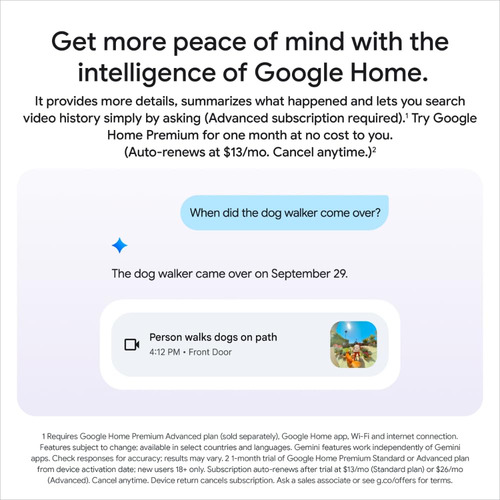 Google Nest Doorbell, Wired, 3rd Gen, Linen